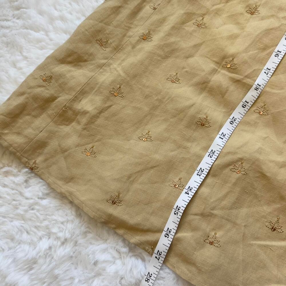 Beaded Silk Fairy Skirt Tan Boho Forest Floral Whimsical Midi Length - Size 8P - Picture 5 of 8